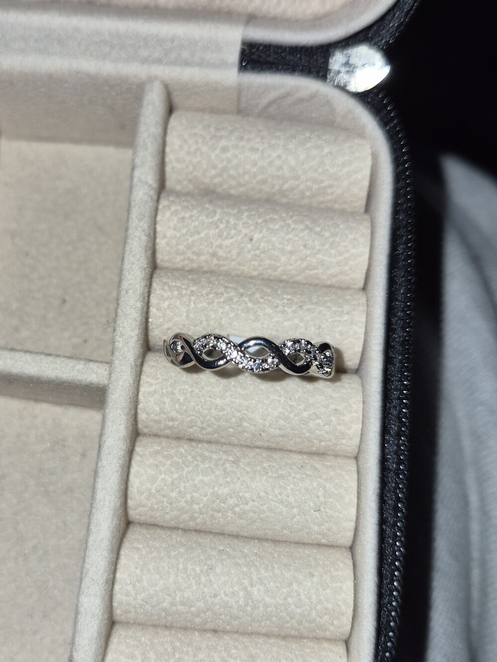 Twisted Pavé CZ Band Ring - Silver Tone
